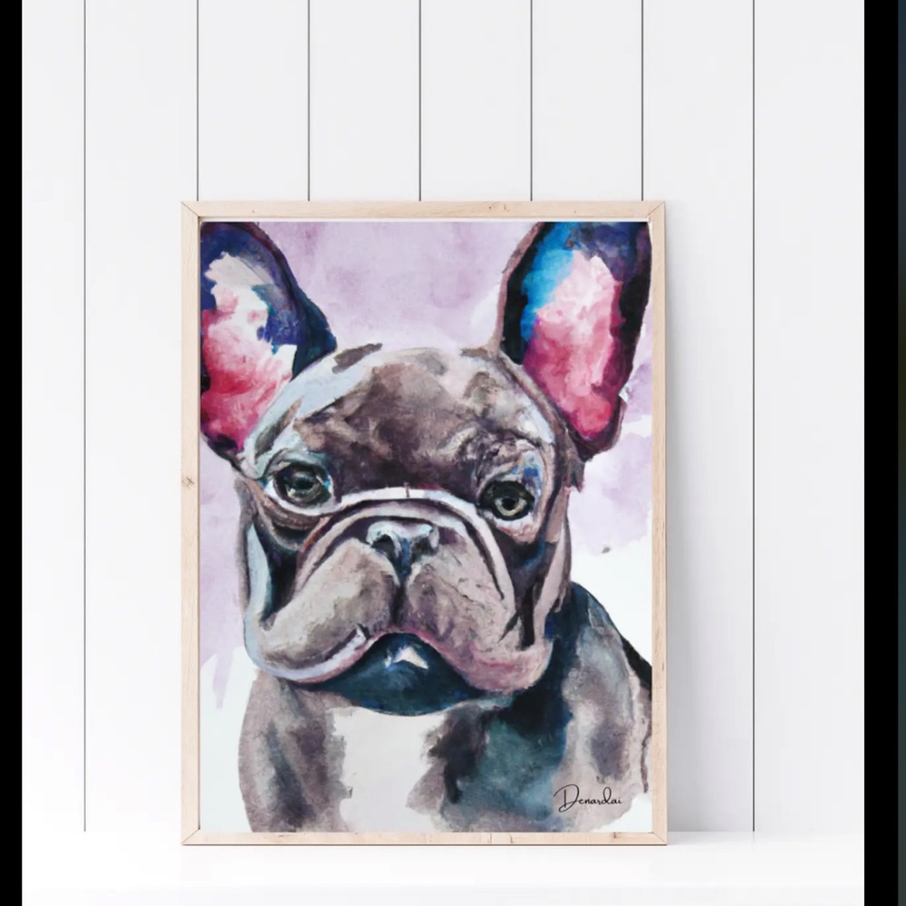 French Bulldog Art Water Color Print Painting | Frenchie Gifts, Poster, 11x17